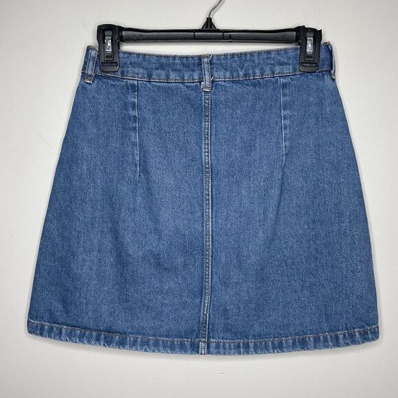 H&M Divided Denim Skirt Womens 6 Button Front Jean Mini 100% Cotton Pockets - Picture 4 of 9